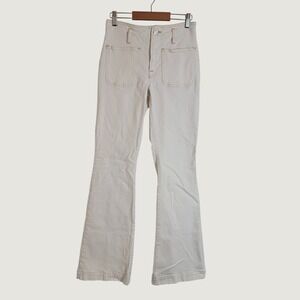 FRAME Le High Flare Patch Pocket Jean AU Natural Clean Off White Size 26 HRSF470
